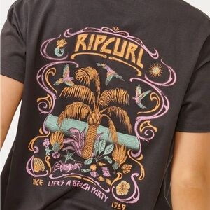 Rip Curl Black Tee with Vibrant Tropical Design